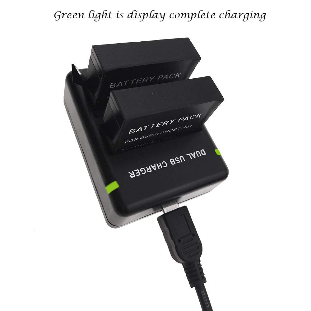 Suptig Battery (2 Pack) And Daul Charger For Gopro Hero4 Black Gopro Hero4 Silver And Gopro Ahdbt 401