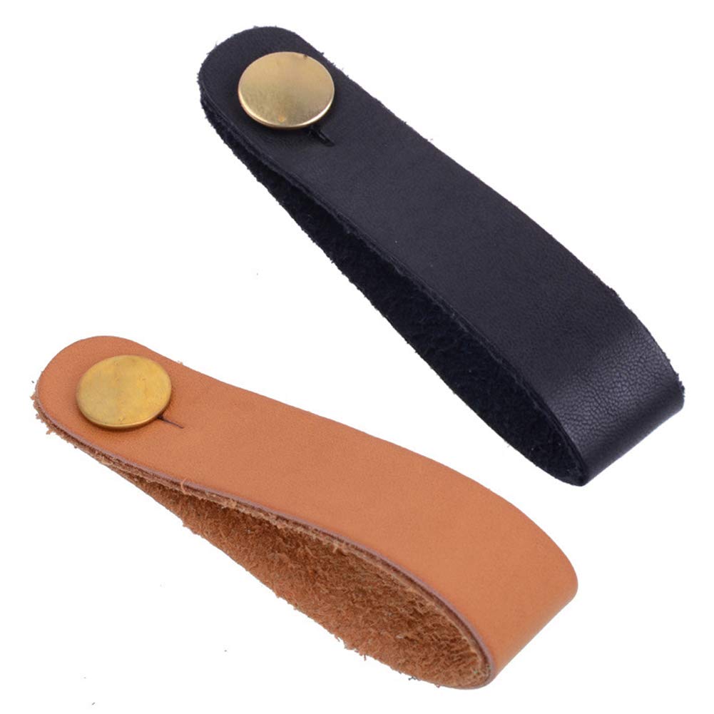 2 Pieces PULeather Guitar Headstock Strap Tie Guitar Neck Strap Button Headstock Adapter Black Brown