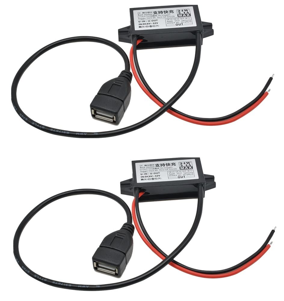 2Pack Dc Converter Voltage,Aideepen 24W Quick Charge 6V 32Vto 5V Converter Dc Buck Converter Module Usb A Dc To Dc Car Power Con