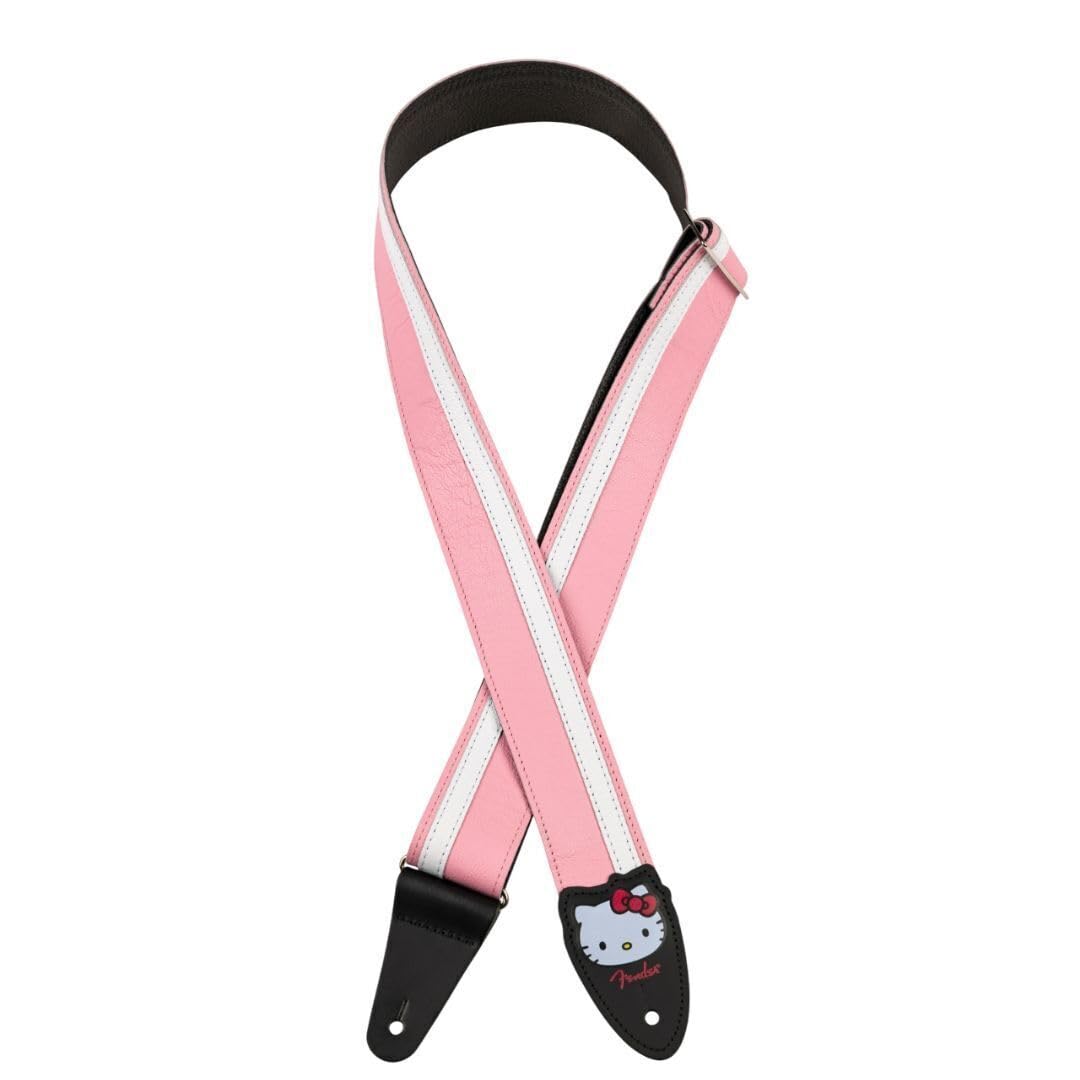 Fender Hello Kitty Leather Strap, Adjustable Length from 34 to 59, Leather Ends, Pink