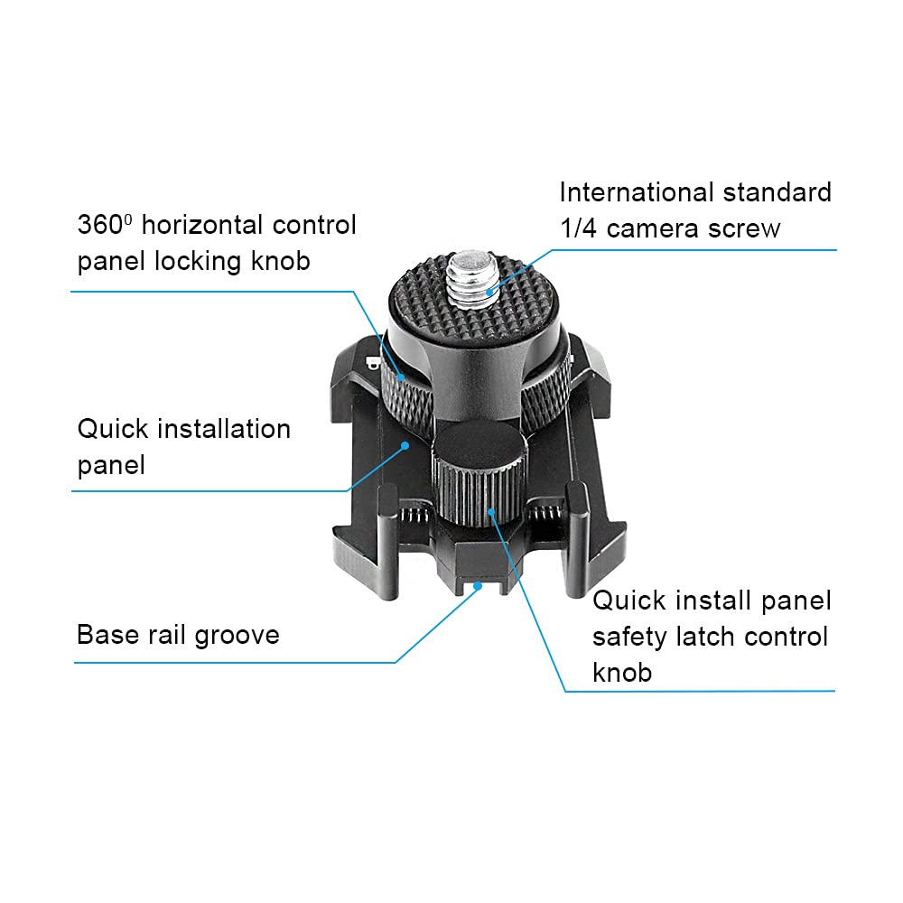 Skyjffj Gopro Swivel Mount 360 1/4 20 For Gopro Hero 8/9/10/11/12, Max,Akaso, Sjcam, Xiaomi Yi Action Cameras