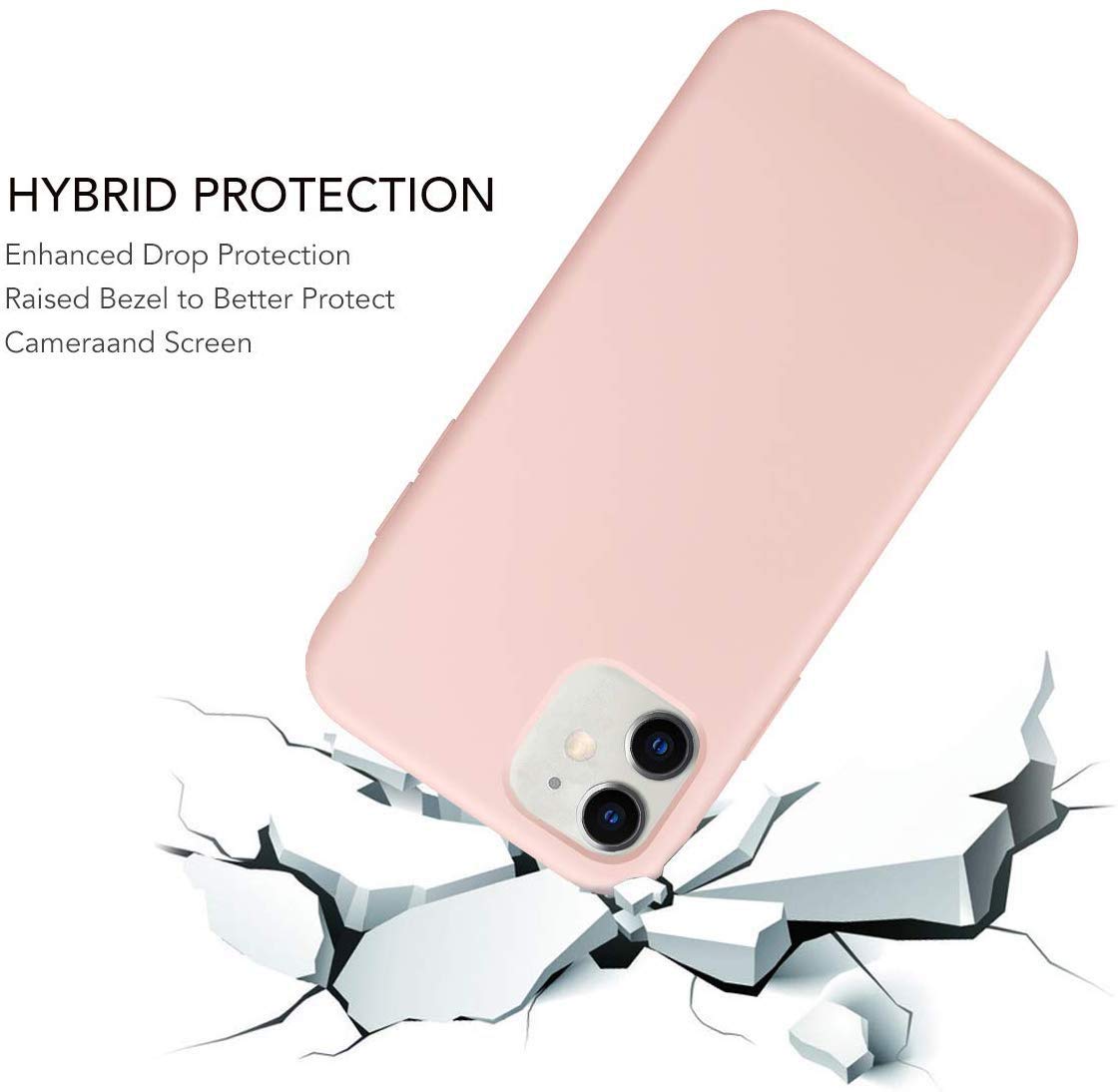 Icesword Iphone 11 Case Pink Sand, Thin Liquid Silicone Case, Soft Silk Microfiber Cloth, Matte Pure Cute Pink, Gel Rubber Full