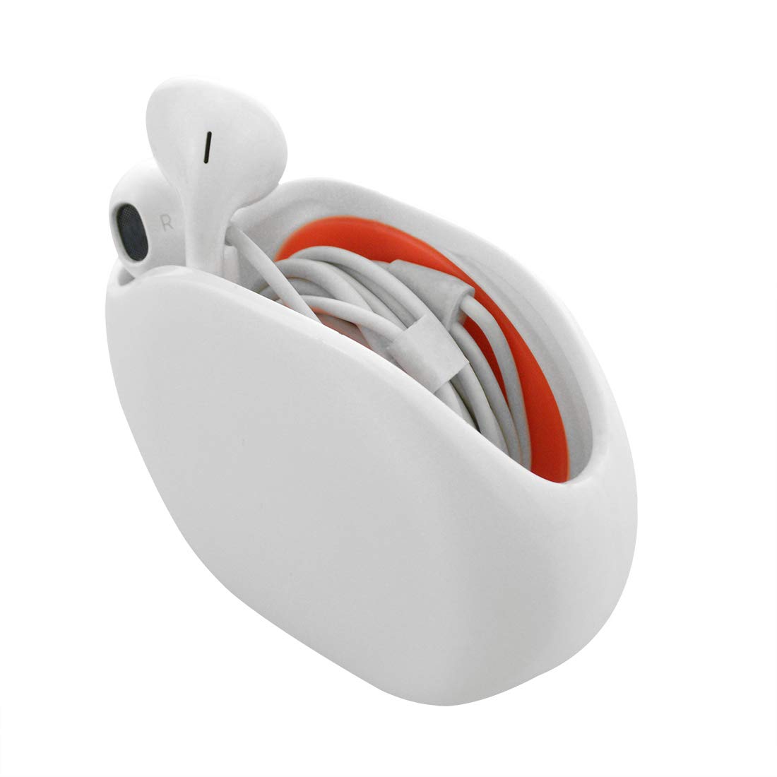 Geekria Cable Organizer/Cord Storage Box/TangleFree Holder For Charging Cables, Travel & Desk Use (White)