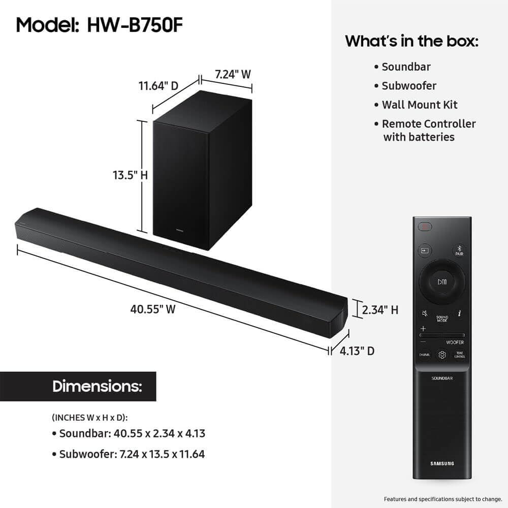Samsung Hwb750F 5.1 Ch. B-Series Soundbar With Wireless Subwoofer