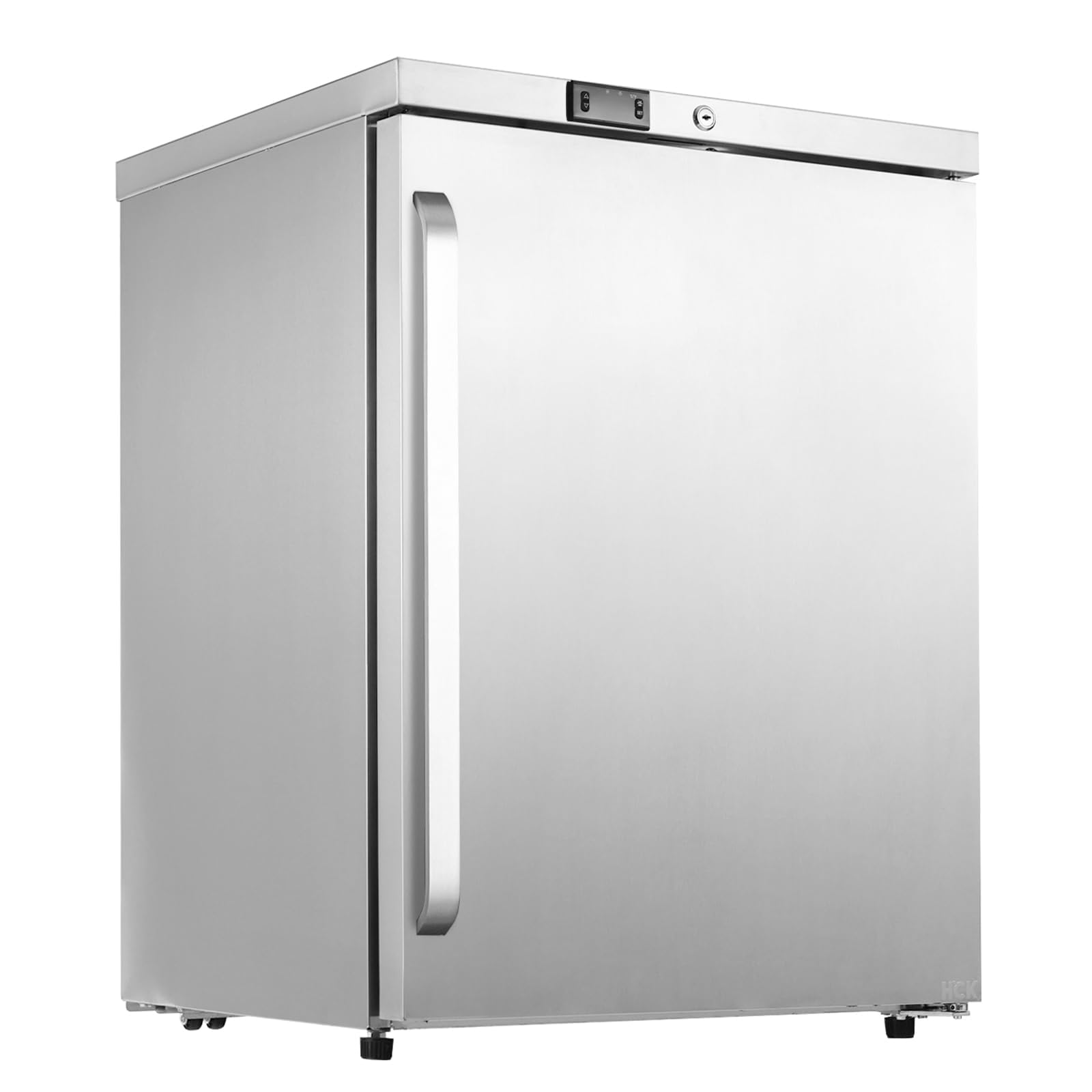 HCK Freezer, Undercounter Refrigerator with Stainless Steel Body, Electronic Temperature Control, Lockable Door, 3 Movable Baske