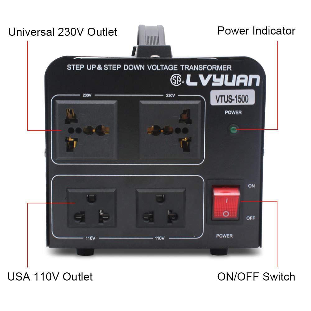 Cantonape Voltage Transformer Converter 1500 Watt Step Up/Down Convert From 110 120 Volt To 220 240 Volt And From 220 240 Volt T