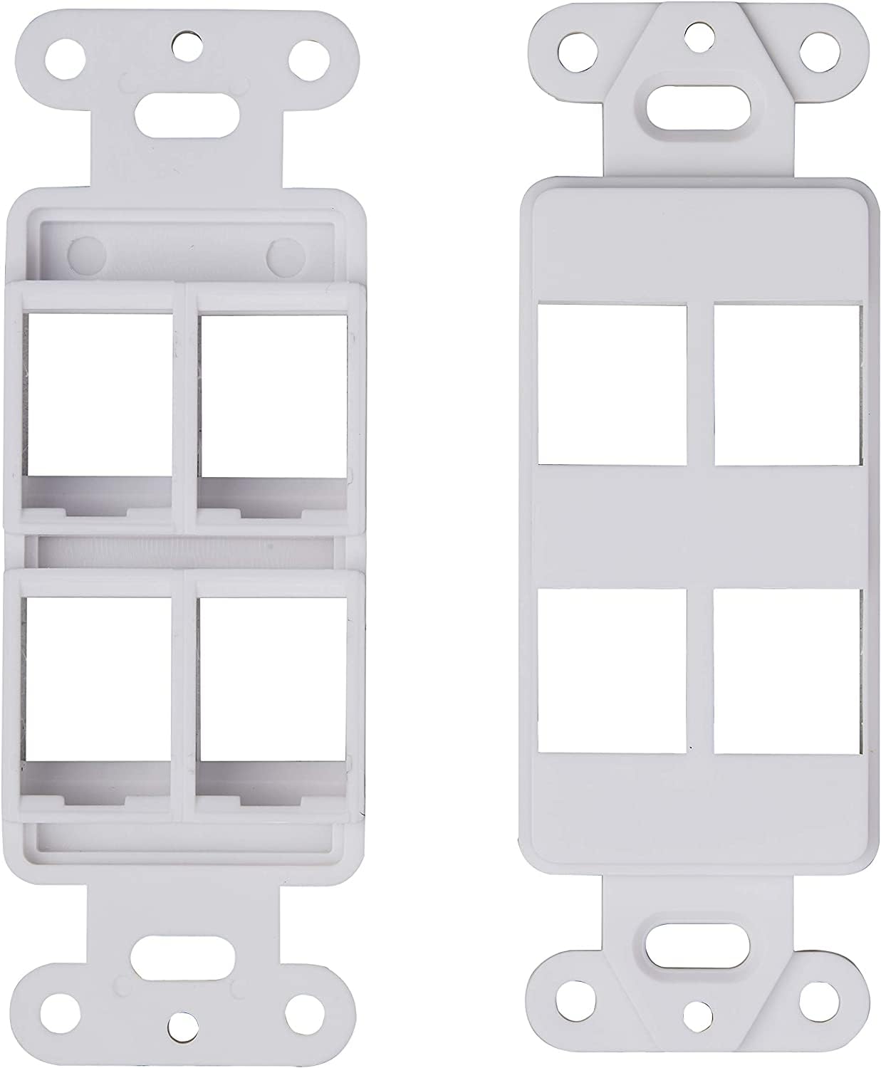 Decorative Wall Plate Keystone Insert, 2 Gang Jack White Wallplate 1/2/3/4 Port 10 Pack (4 Port)