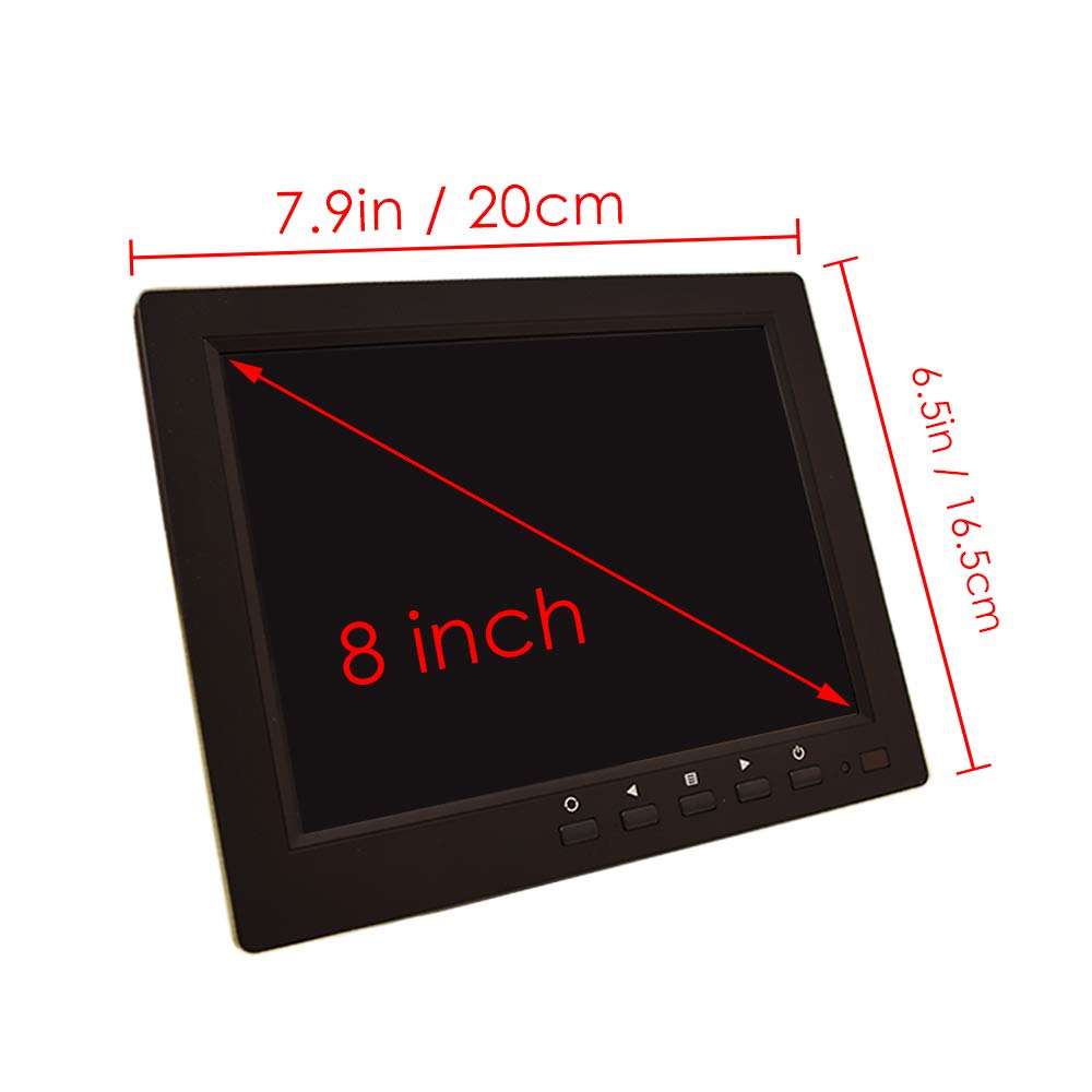 8 Inch Cctv Monitor, Tft Lcd Security Screen With Vga Hdmi Av Bnc Usb Audio In/Out Ports Built In Speaker, Hd Display For Survei