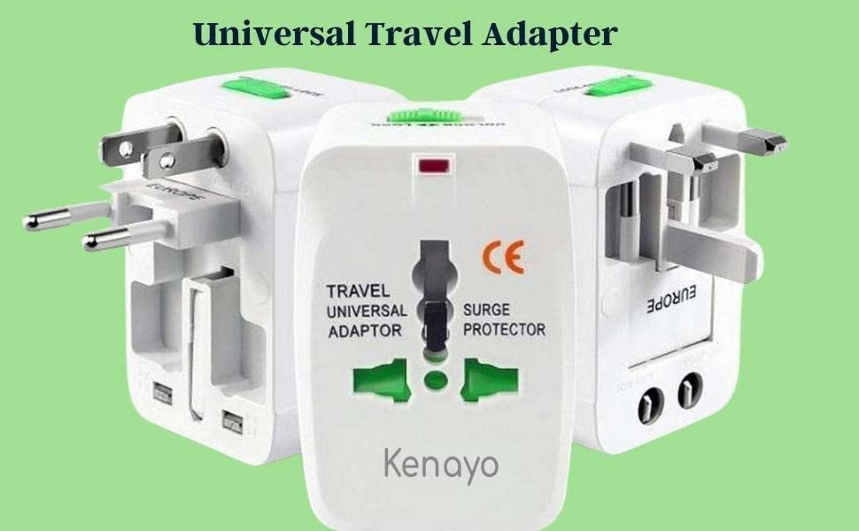 Kenayo Worldwide Universal Power Adapter, All In One International Travel Plug Converter For Usa, Eu, Uk, France, Italy, Austral
