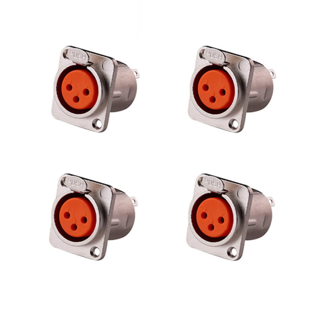 Gdqlcnxb Xlr Female Jack 3 Pin Panel Mount Jacks,Xlr Female Socket Audio Speaker Microphone Connector 4Pcs,Silver Metal Housing,