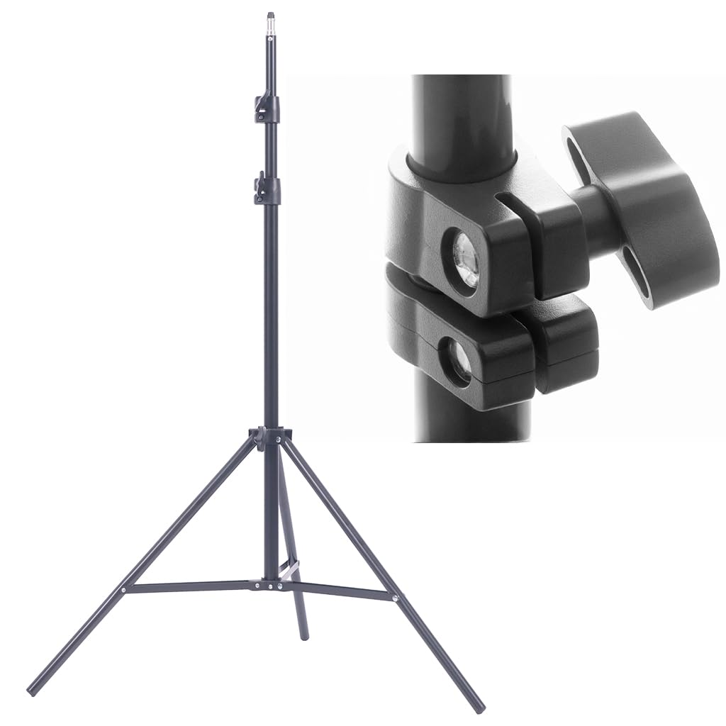 Geoqueho 7ft Photography Light Stand - Upgraded 32.5 Ultra-Wide Base for Maximum Stability, Reinforced 3-Rivet Metal Alloy Tripo