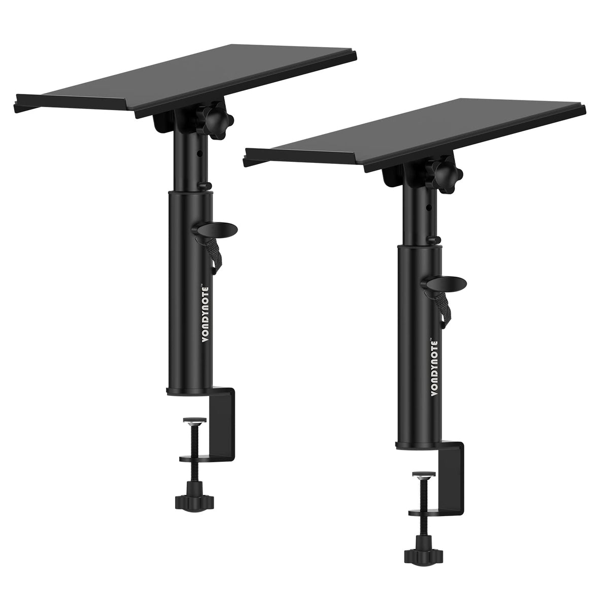Vondynote Studio Monitor Stands Pair Heavy Duty Desk Clamp Speaker Stands With Adjustable Tilt Angle Tray Of 0 12
