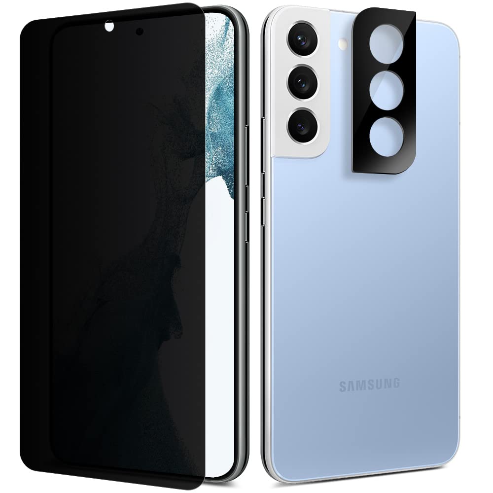 Diacube [2+1 Pack] For Samsung Galaxy S22 Plus (6.6''), 2 Pack Privacy Screen Protector + 1 Pack Glass Camera Lens Protector [Su