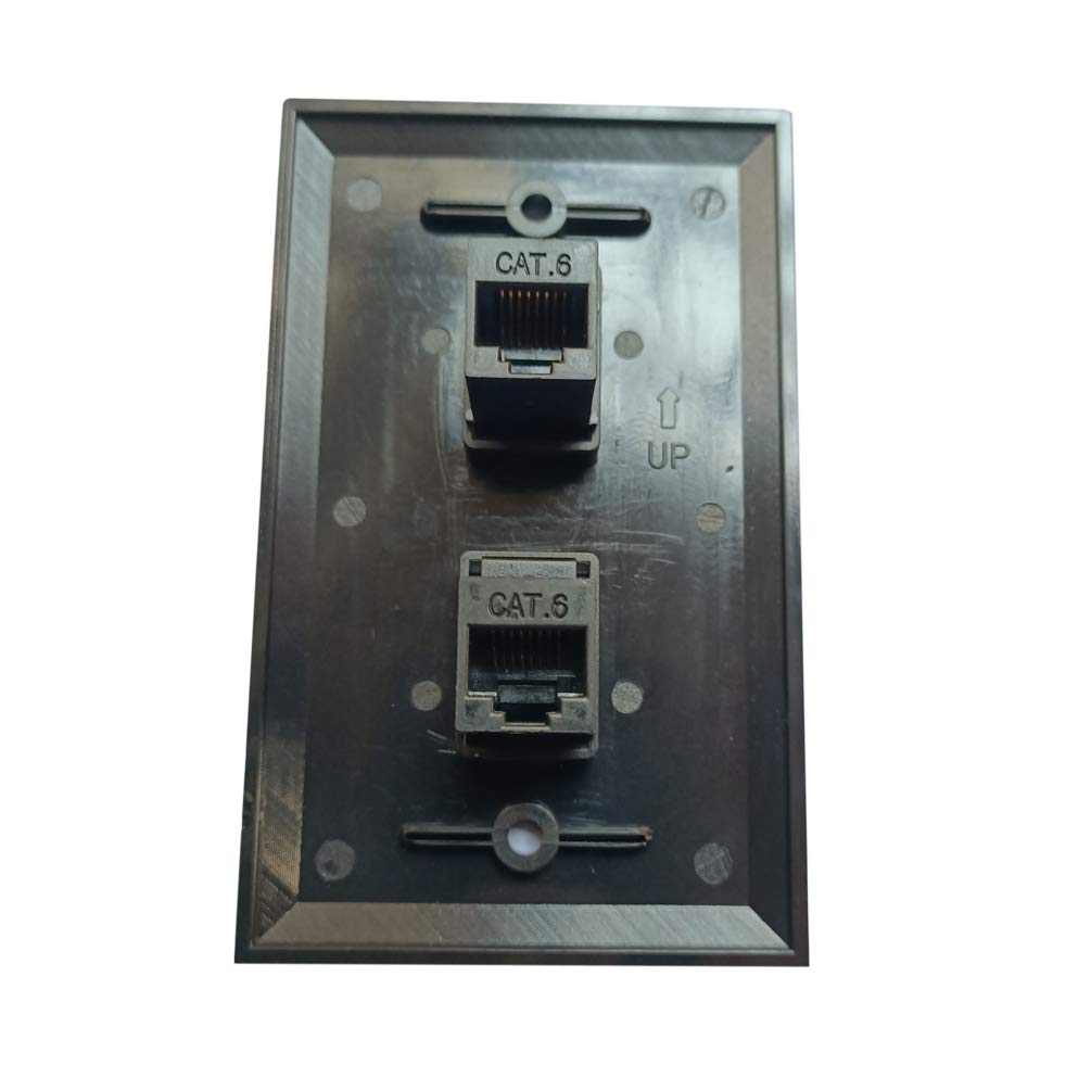 Bupldet 2 Port Ethernet Wall Plate Black  Single Gang Cat6 Rj45 Ethernet Cable Wall Plate Female To Female Faceplate