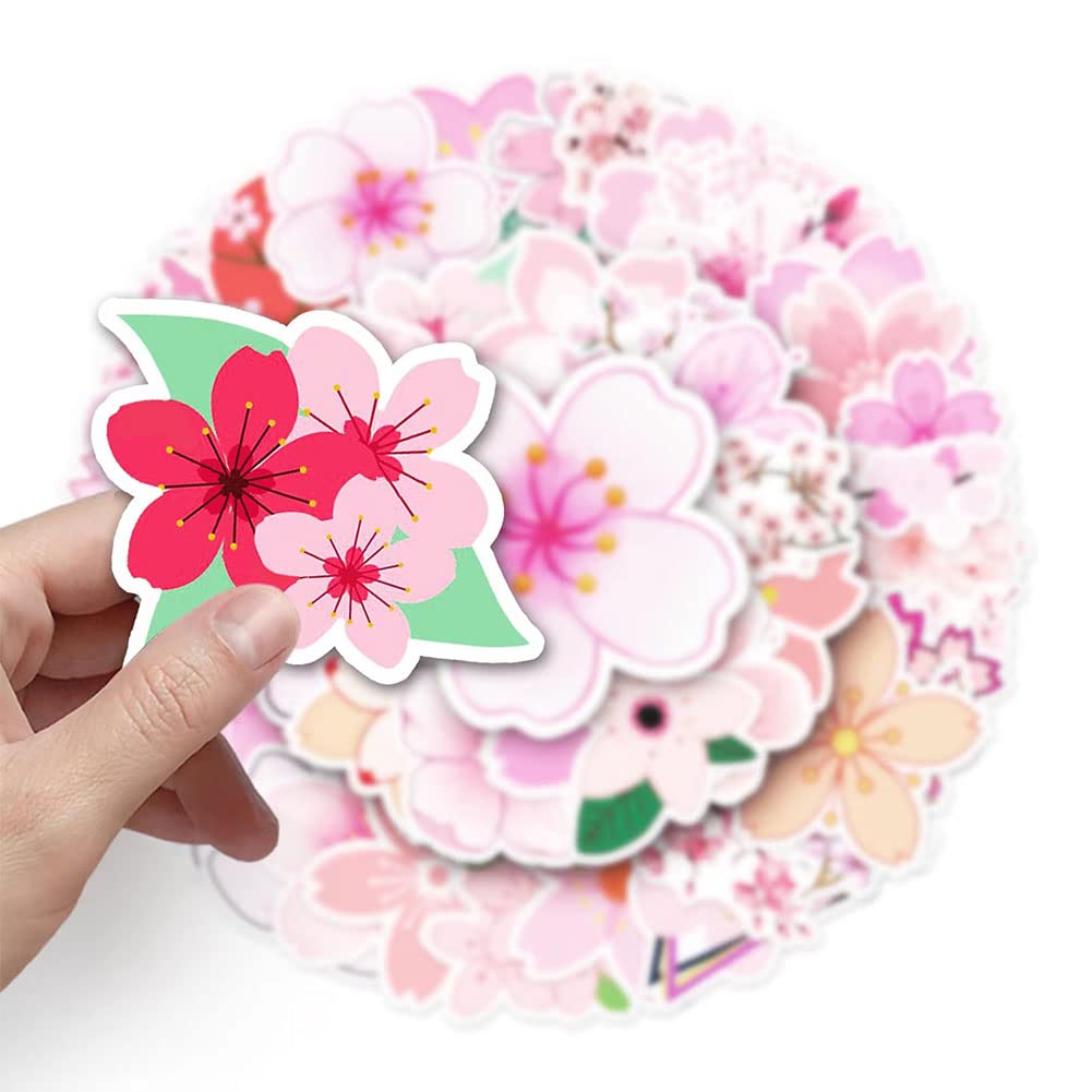 Sakura Stickers |50Pcs Oriental Cherry Waterproof Vinyl Decals For Bike Water Bottles Laptop Bicycle Refrigerator Cup Luggage Co
