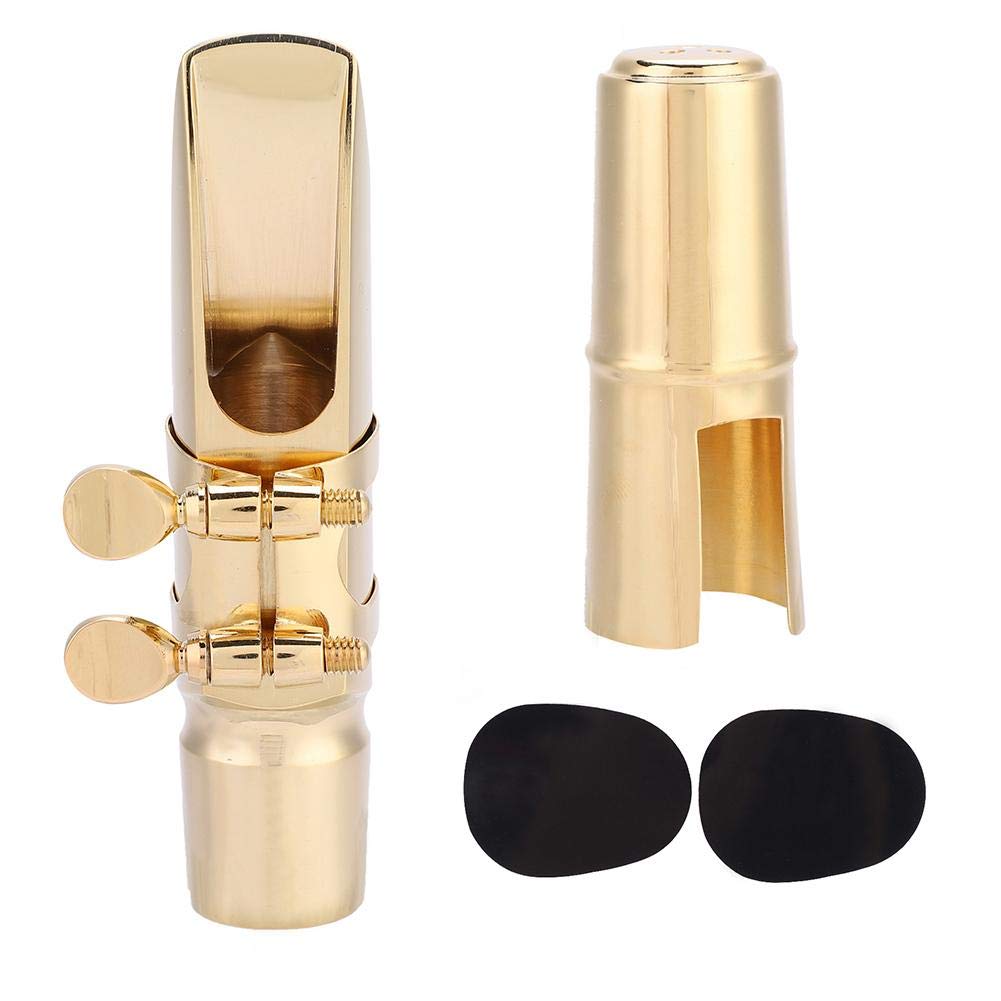 Dilwe Saxophone 7C Mouthpiece, Eb Alto Sax Saxophone 7C Mouthpiece Metal With Cap Pads Musical Instruments Accessory