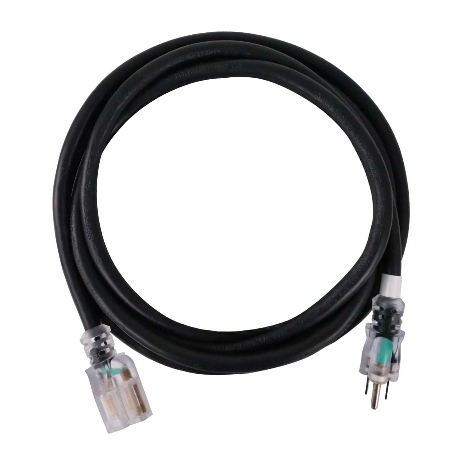 Greatide 10 Ft Lighted Outdoor Extension Cord   10/3 Sjtw Heavy Duty Black Extension Cable With 3 Prong Grounded Plug For Safety
