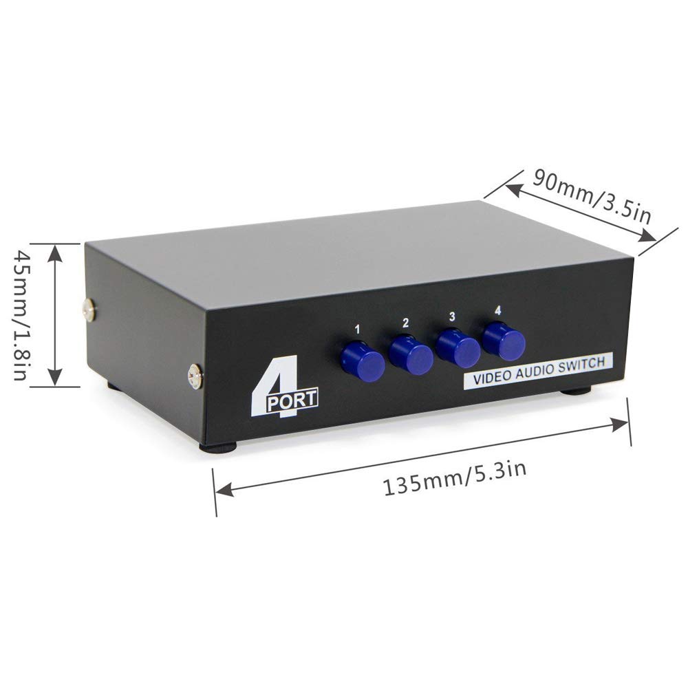 Panlong 4 Way Av Switch Rca Switcher 4 In 1 Out Composite Video L/R Stereo Audio Selector Box For Dvd Stb Game Consoles