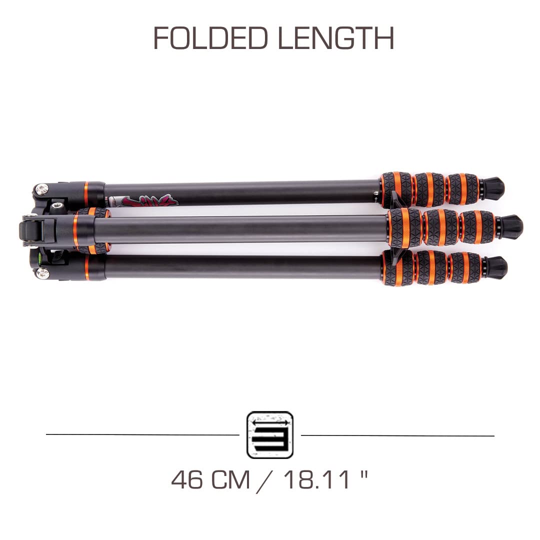 3 Legged Thing Punks Billy 2.0 Carbon Fibre Travel Friendly Tripod   Compact & Adjustable Camera Tripod With Three Detachable Legs   Copper/Black (Billyblack2.0)