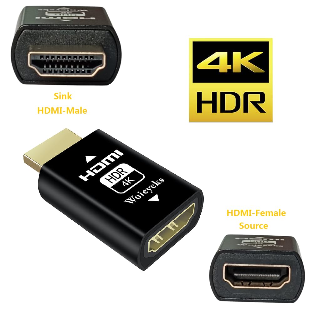 Woieyeks 4K Hdr Hdmi 2.0 Edid Emulator Passthrough Adapter,External Monitor,For Extender/Kvm Switch/Av Receiver/Video Splitters