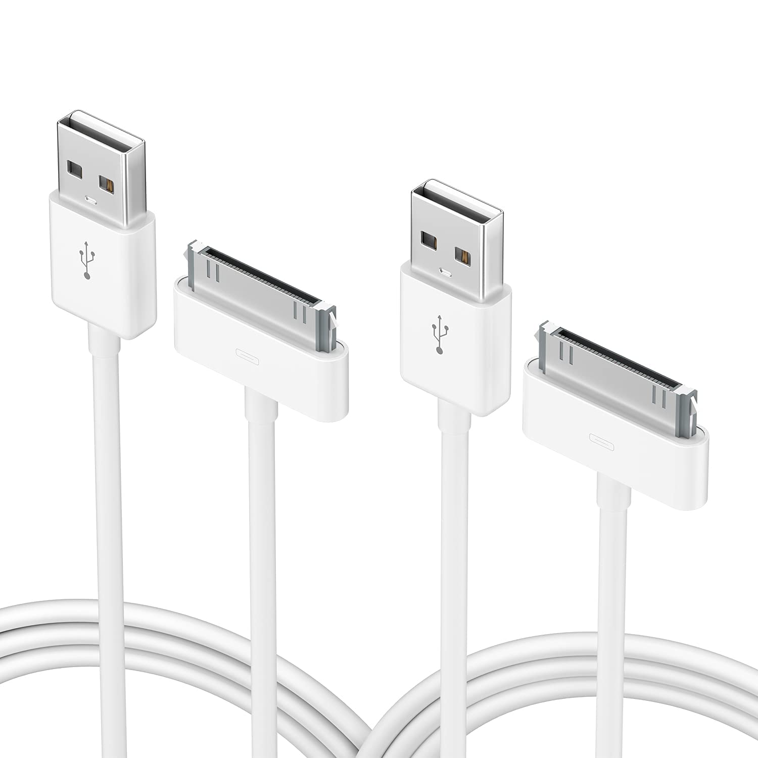 Sarmert Apple Certified 30 Pin Usb Charging Cable, Upoweradd 4.0Ft Usb Sync Charging Cord Iphone Compatible For 4 4S 3G 3Gs Ipad 1 2 3 Ipod Touch Nano White (2 Pcs)