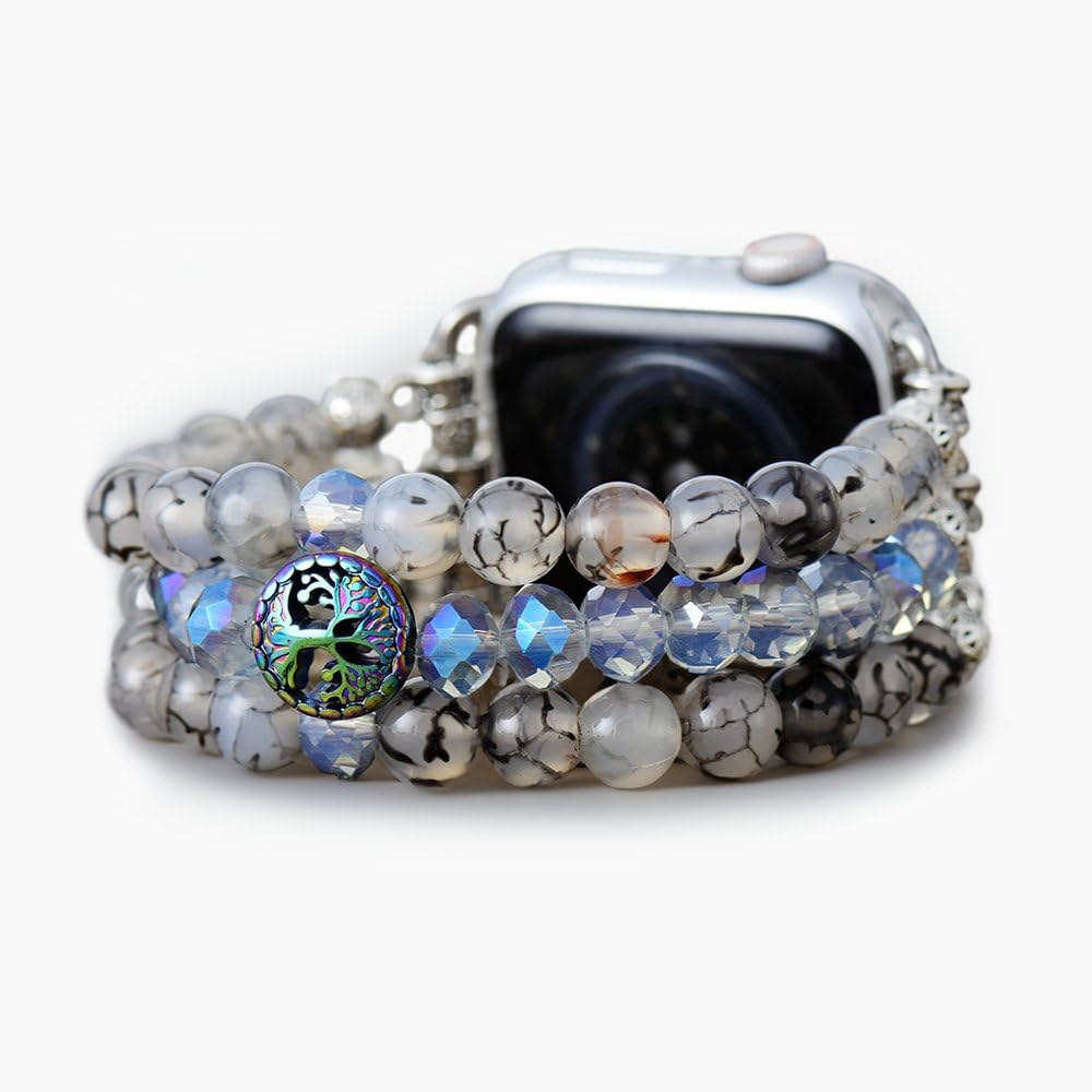 Cape Diablo Smart Watch Band For Women - Handmade Gemstone Strap - Compatible With 38Mm-45Mm Apple Faces (Labradorite Crystal, L