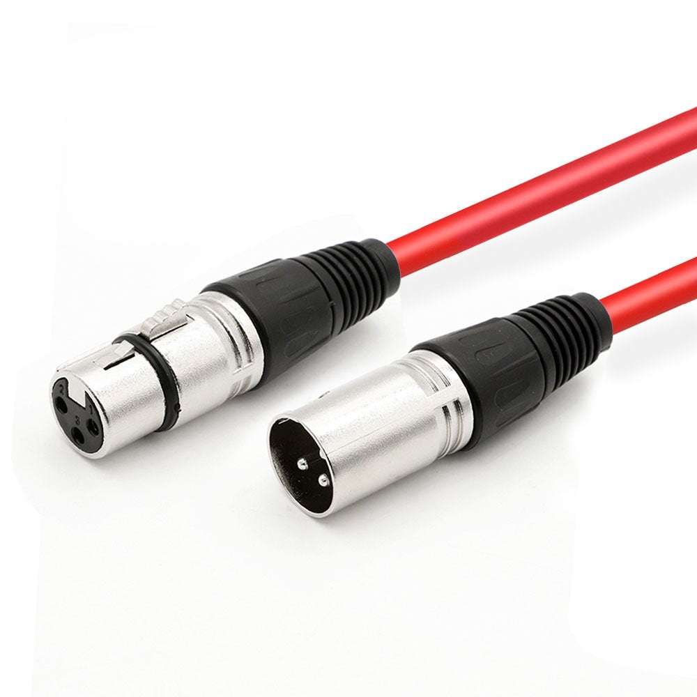 DREMAKE XLR Male to XLR Female Microphone Cable - 25 Balanced Mic Patch Cord for Recording, Stage, Studio & Broadcast - Red
