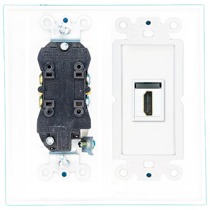 Riteav Custom Hdmi Wall Plate 1 Port   Outlet [White/White]