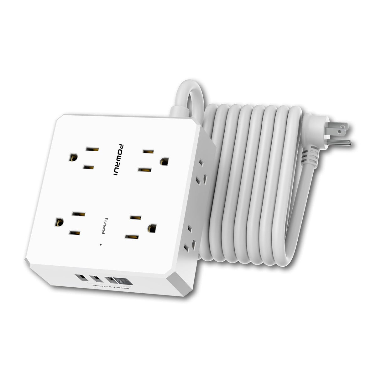 Surge Protector Power Strip   15 Ft Flat Plug Extension Cord With 8 Widely Outlets And 4 Usb Ports(1 Usb C), 3 Side Outlet Exten