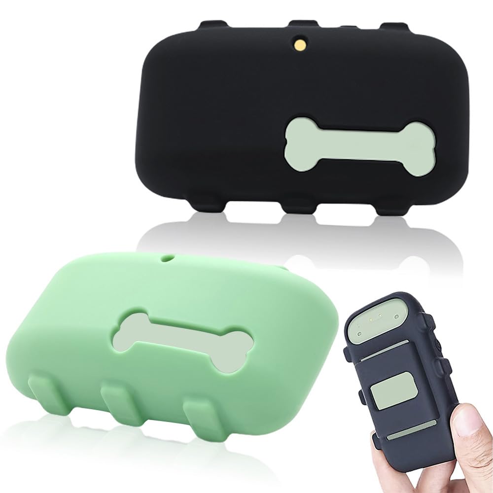 2 Pack Silicone Holder Compatible For Tractive Xl Gps Tracker,Durable Accessories Cover Finder Anti Scratch,Secure Sturdy Case With Strap For Dog Pet Collar (Black,Green)