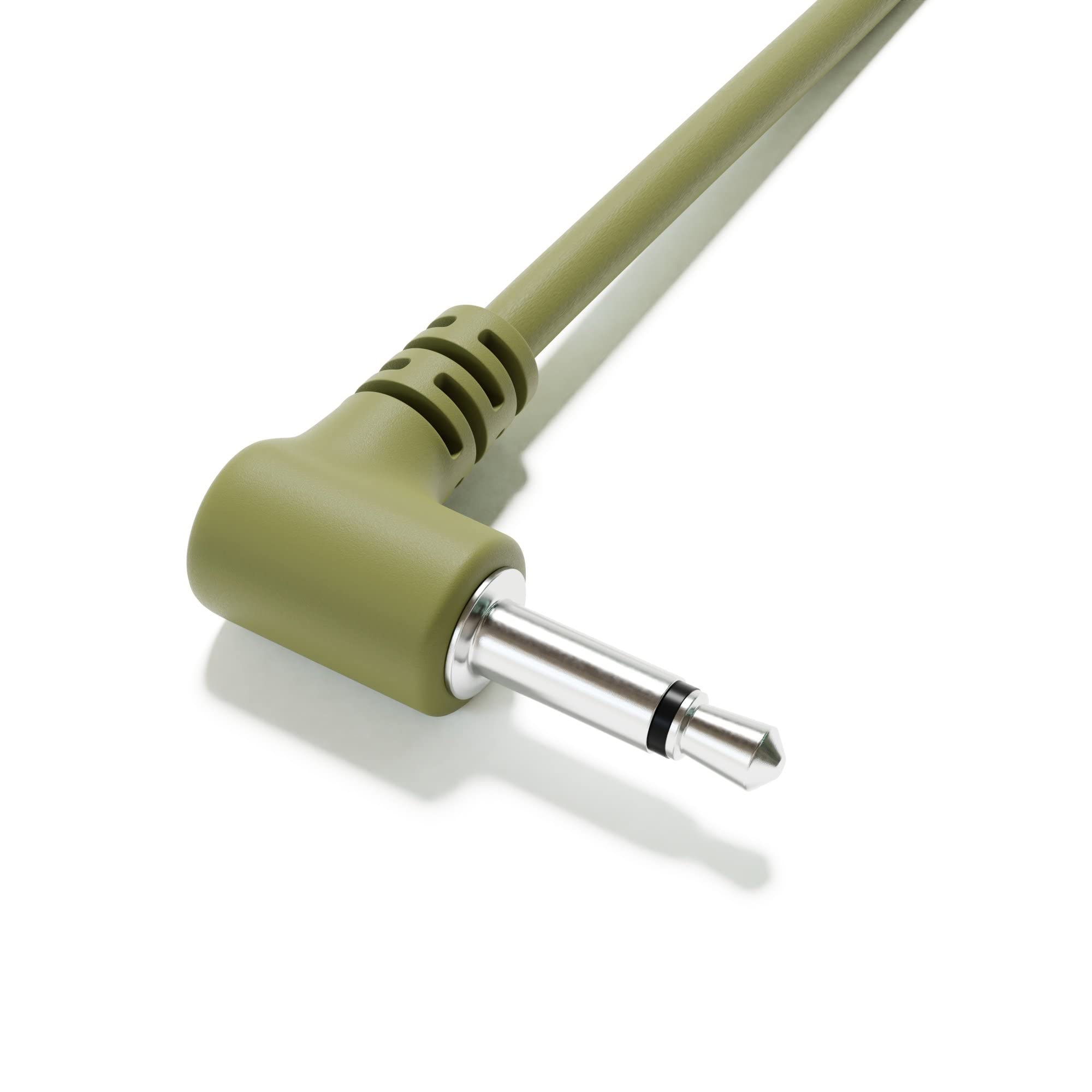 Excelvalley - 5-Pack - Right Angle Mono Modular Patch Cables - 3.5Mm 1/8 Eurorack Synthesizer [Army Green | 30 Cm - 11.81]