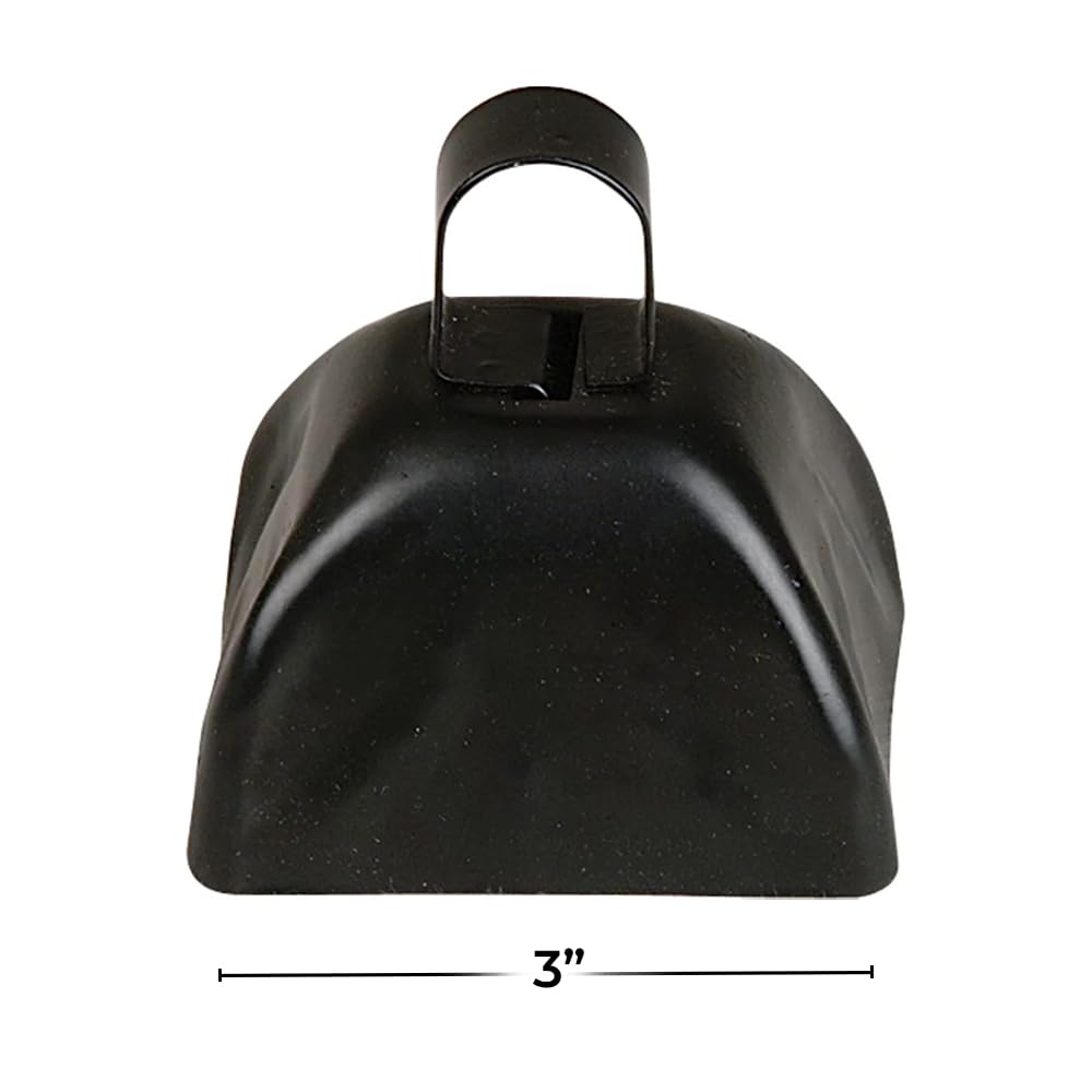 Rhode Island Novelty 3 Metal Black Cowbells | 12 Pack