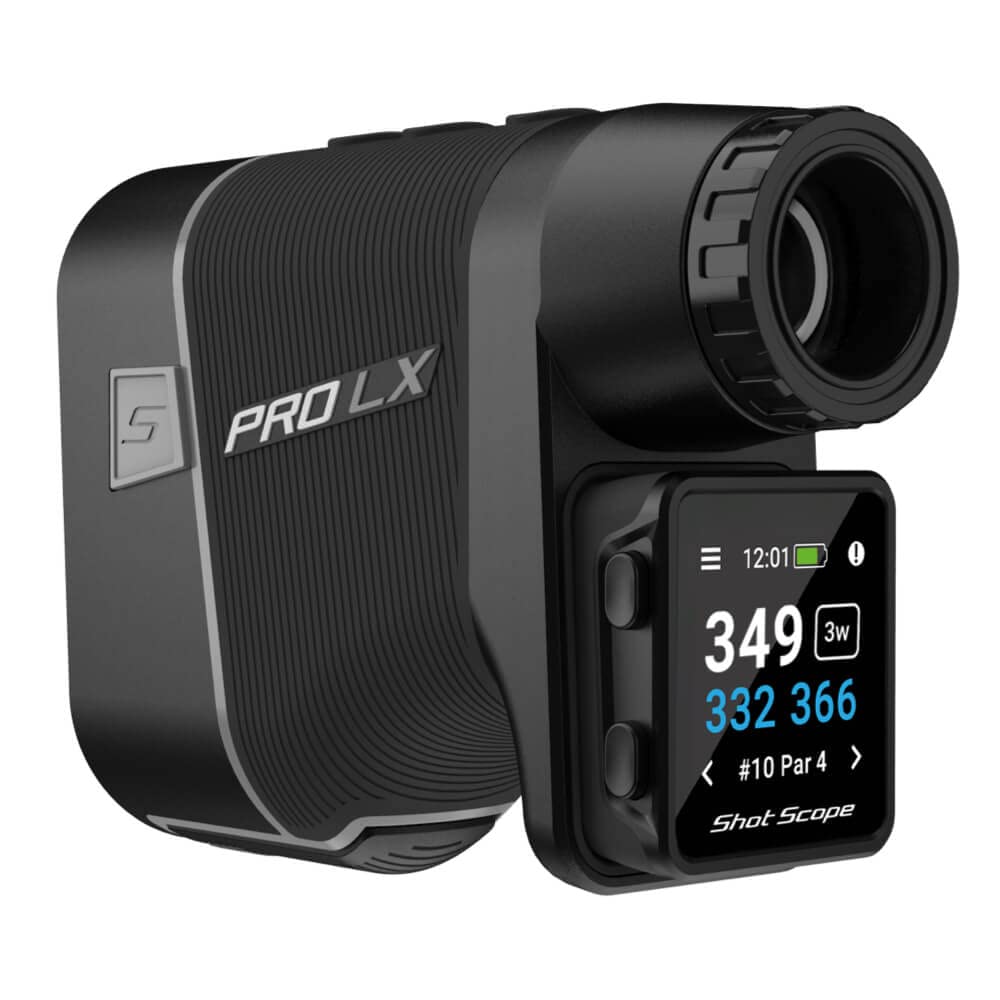 Shot Scope Pro Lx+ Laser Rangefinder With Shot Tracking (Gray)   F/M/B Green And Hazard Distances   100+ Statistics Including St