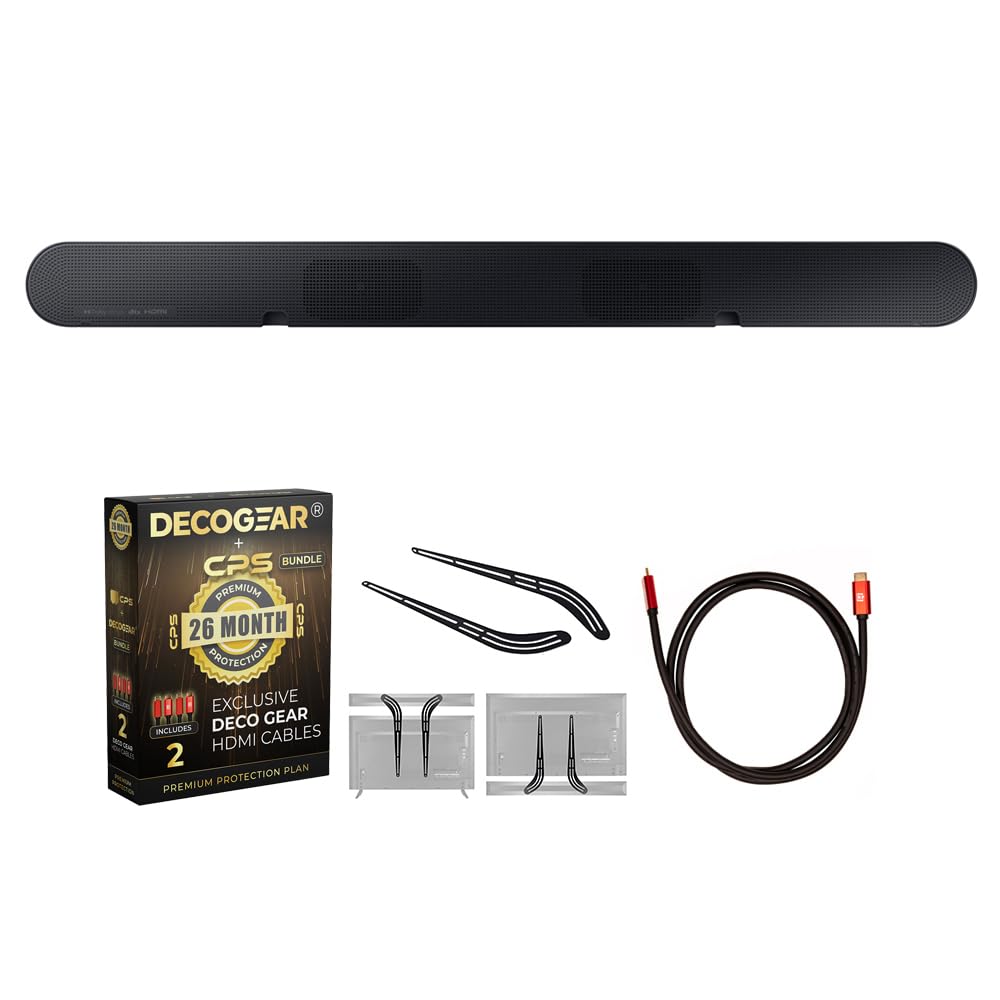 Samsung Hw S60D S Series 5.0Ch Wireless Soundbar W/Q Symp 2024 Bundle W/Wall Mount + Deco Gear 2X 4K Hdmi 2.0 Cable W/Copper Con