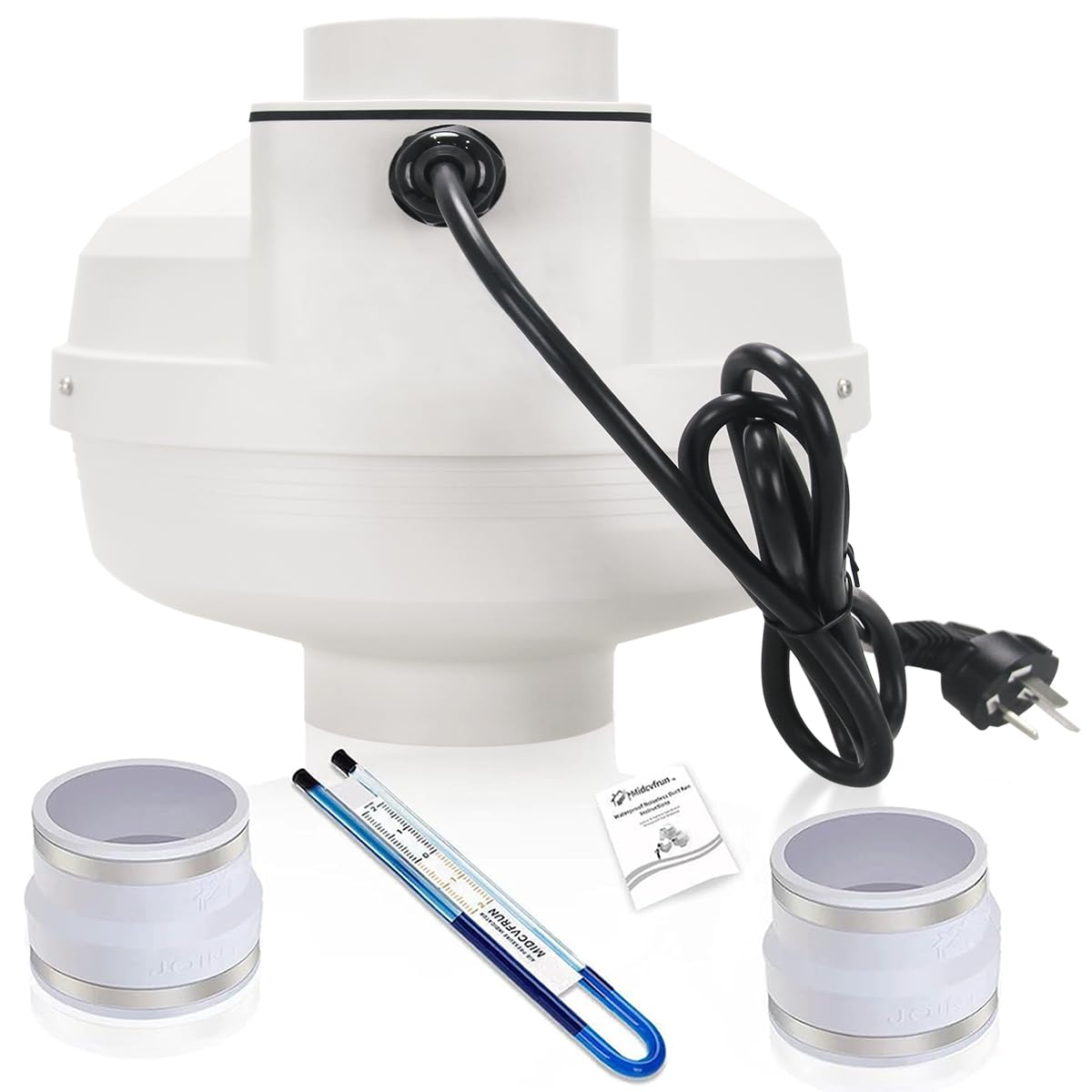 Midcvfrun 166Cfm Radon Fan Ultra Quiet   Radon Mitigation System Kit Inline Duct Fan(4 Inch X 3 Inch), Ip67 Waterproof Exhaust V