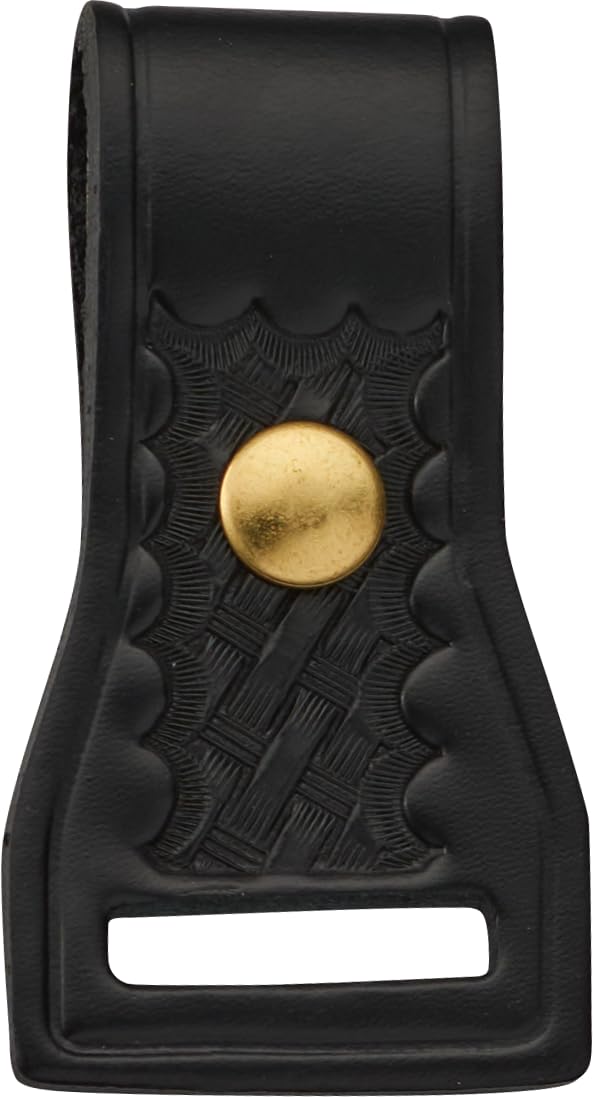 JAY-PEE Two-Way Radio Microphone Holder Epaulet Shoulder Basketweave Leather Mic Clip Slot for First Responder Uniforms. Brass S