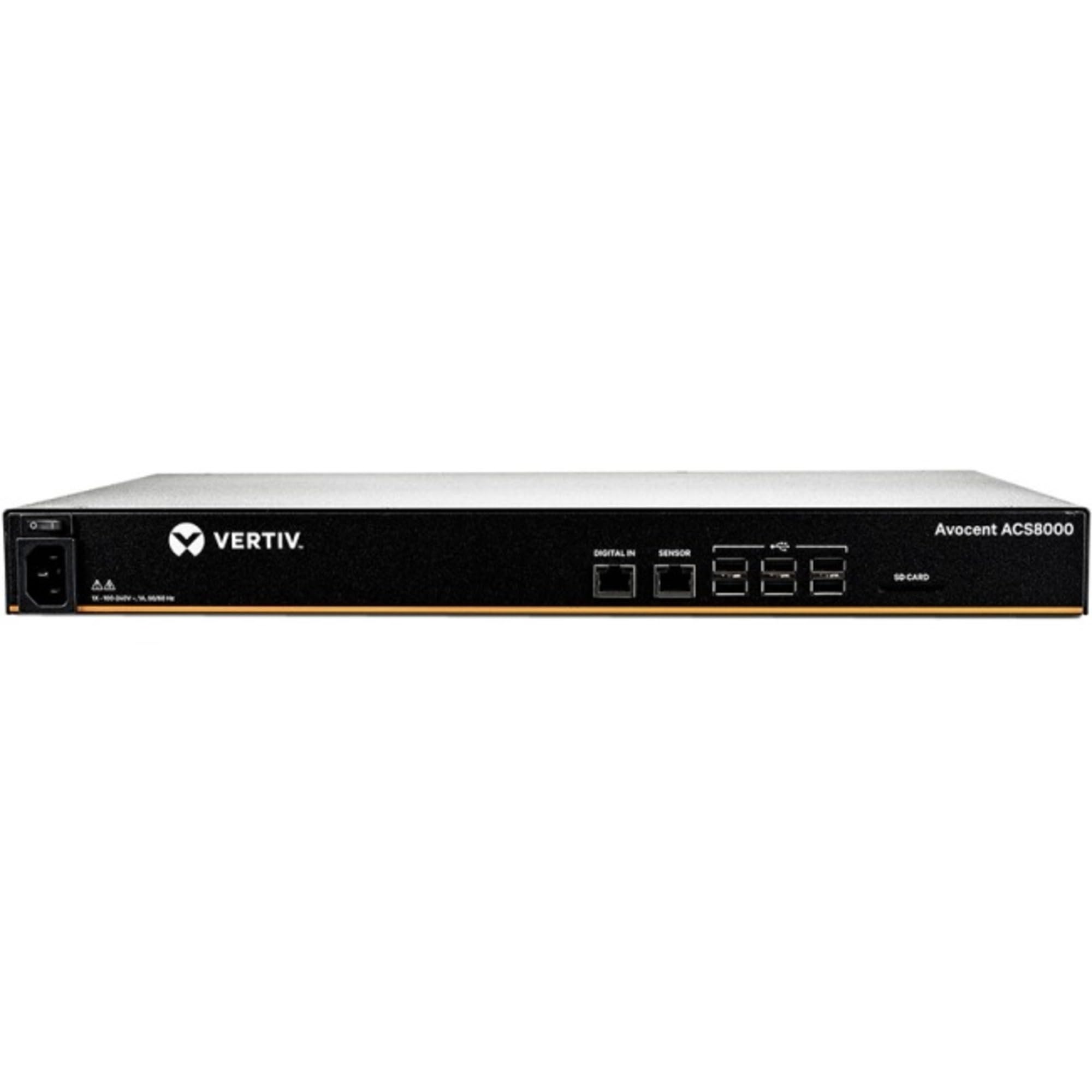 Vertiv Avocent Acs8000 Serial Console, 8 Port Serial Console Server, Gigafit Fiber Connectivity, Usb Sensor Port, Remote Data Ce