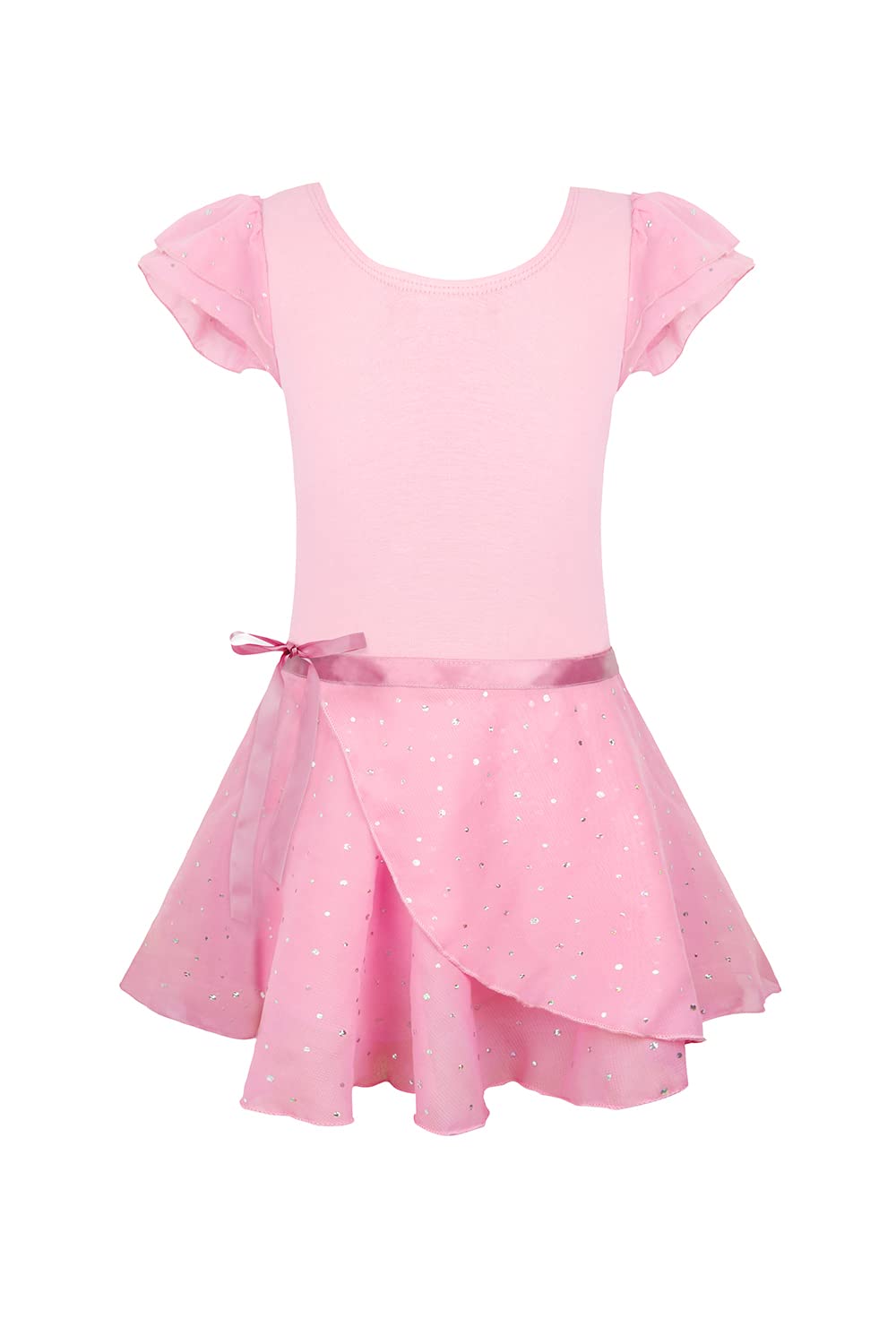 Eqsjiu Leotards For Girls Ballet Pink Dance Dress Skirted Leotards Size 7 8 Years Old Ruffle Sleeve Sequins Sparkles Toddler Gir