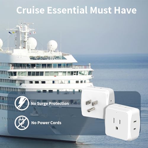 Generic Multi Plug Wall Outlet 2 Pack, 5 Outlets Plug Adapter,Outlet Splitter Cruise Ship Essentials, Wall Outlet Extender For T