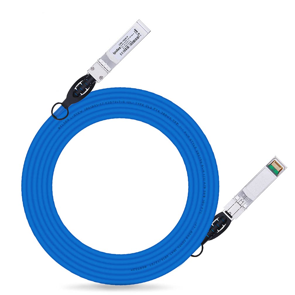 ipolex Colored 10G SFP+ Twinax Cable, Direct Attach Copper(DAC) Passive Cable in Blue, 3m (9.84ft), for Cisco SFP-H10GB-CU3M, Me