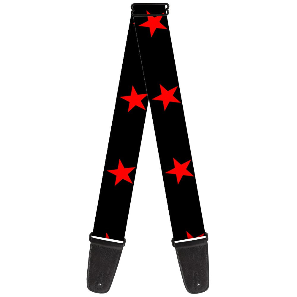 Buckle Down Guitar Strap Star Black Red 2 Inches Wide