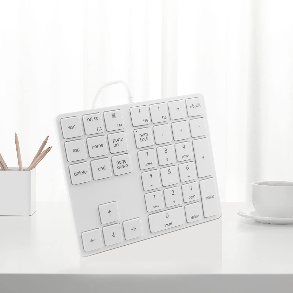 Merdia Numeric Keypads Wired Numpad 34 Keys External Mini Slim Keyboard Magic Force For Financial Cashier Securities White | Lap