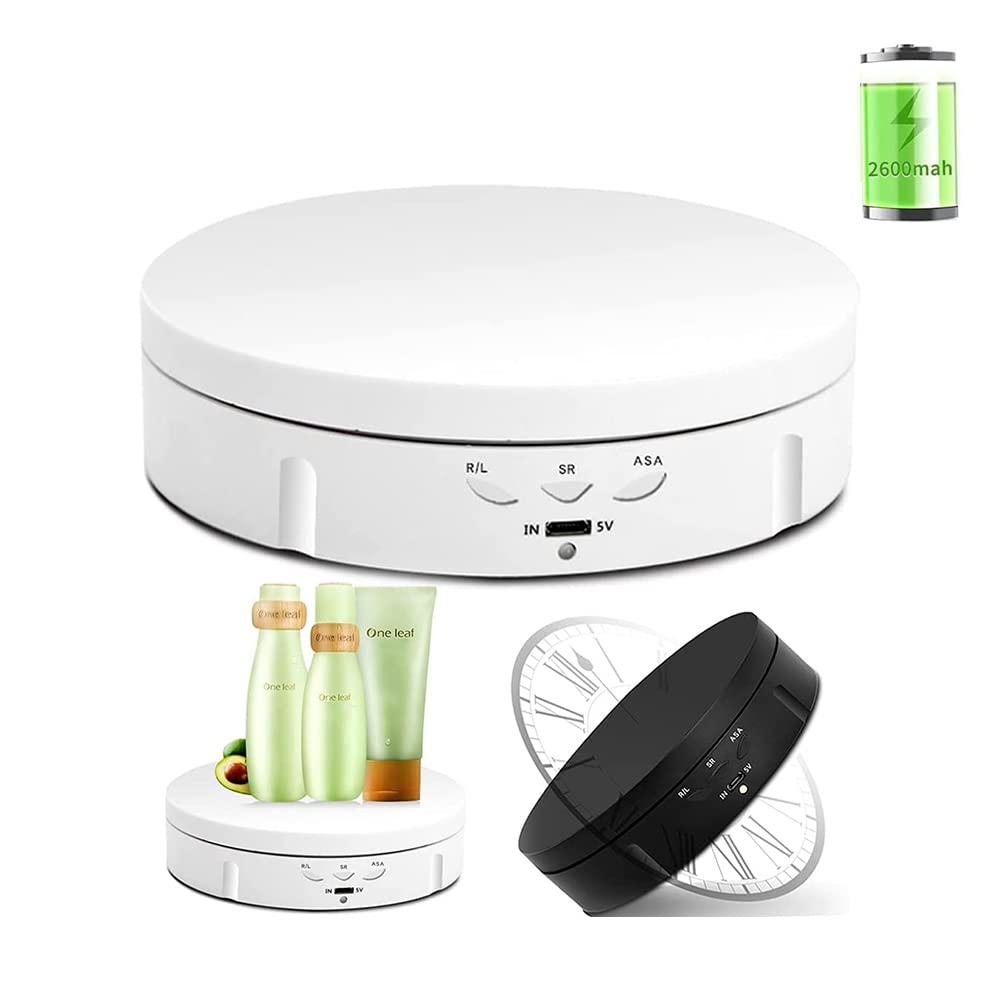360 Degree Electric Rotating Rotating Turntable Display Stand,Battery/Usb Power Supply For Photography Product Shows (White, 5.7