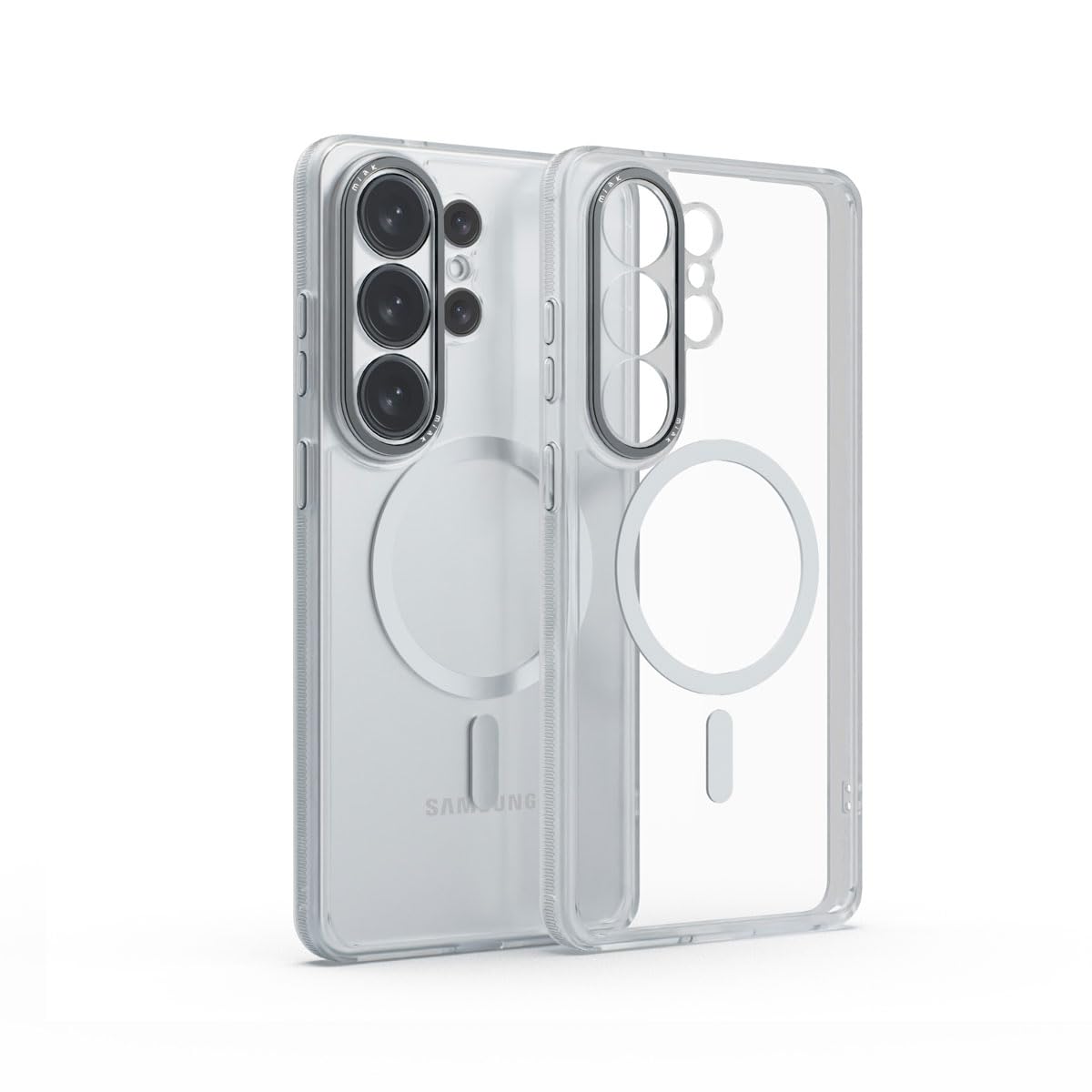 Miak Galaxy S26 Ultra Clear Case, Duo V2 [Qi2/MagSafe Compatible, Built-in Strong Magnet, Shockproof, Aluminum Alloy Camera Fram