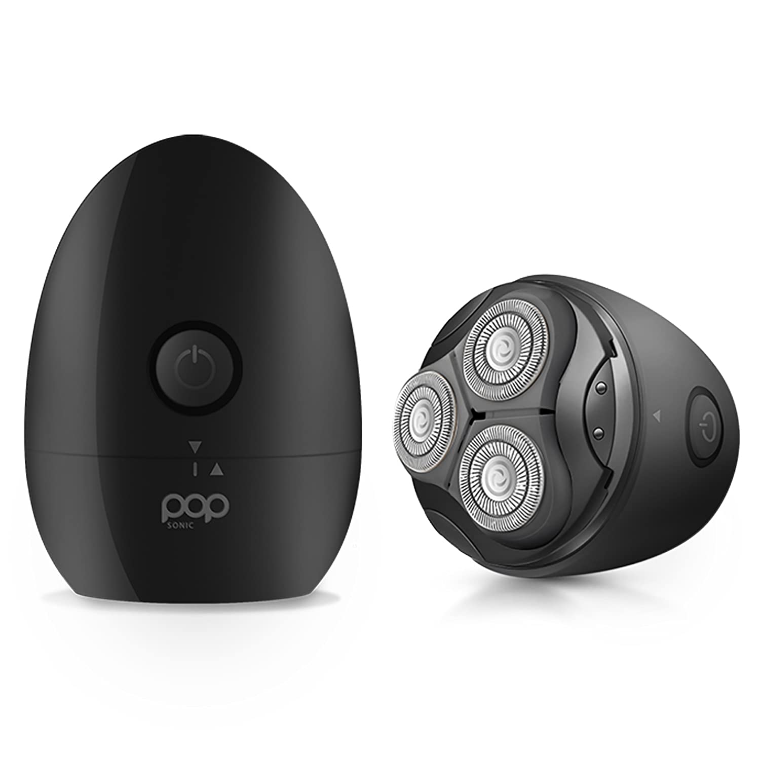 Pop Sonic Moon Shaver (Black)   Face & Body Shavers For Men & Women   3 Floating Rotary Heads Face Shaver W/Removable Cap   Long