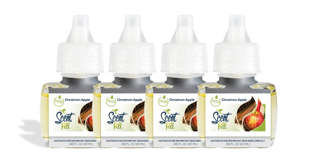 Scent Fill Cinnamon Apple Plug In Air Freshener, 4 Scented Oil Refills