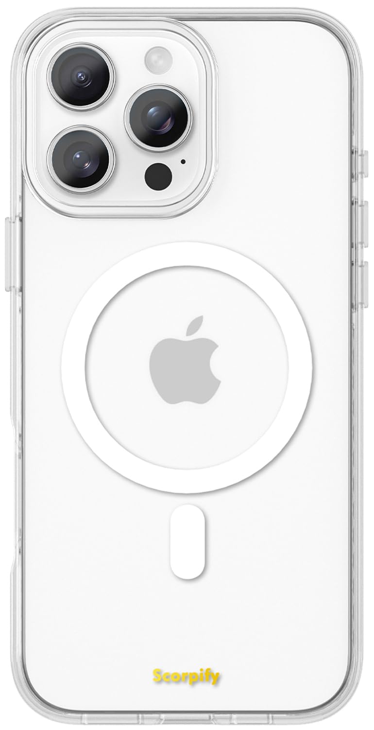 SCORPIFY for iPhone 16 Pro Case [Compatible with MagSafe] with Magnetic Clear Design, [Non Yellowing] Shockproof Phone Cover for