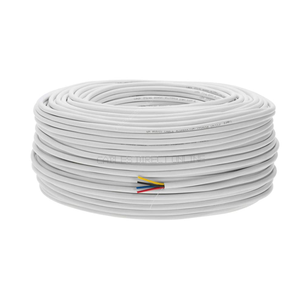 Cables Direct Online 500Ft 22Awg 4C Aluminum Cca Cable, White, For Low Voltage Led, Burglar System, Fire Detector, Security Stat