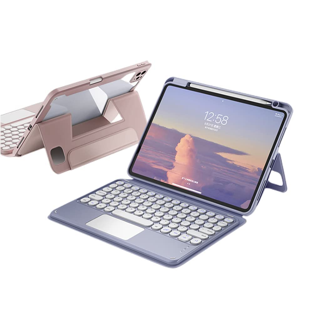 PboyiqiS Keyboard Case for iPad 9/iPad 8/iPad 7/Air3/Pro 10.5 with Pnecil Holder,Trackpad Keyboard & Detachable Magnetic Clear B