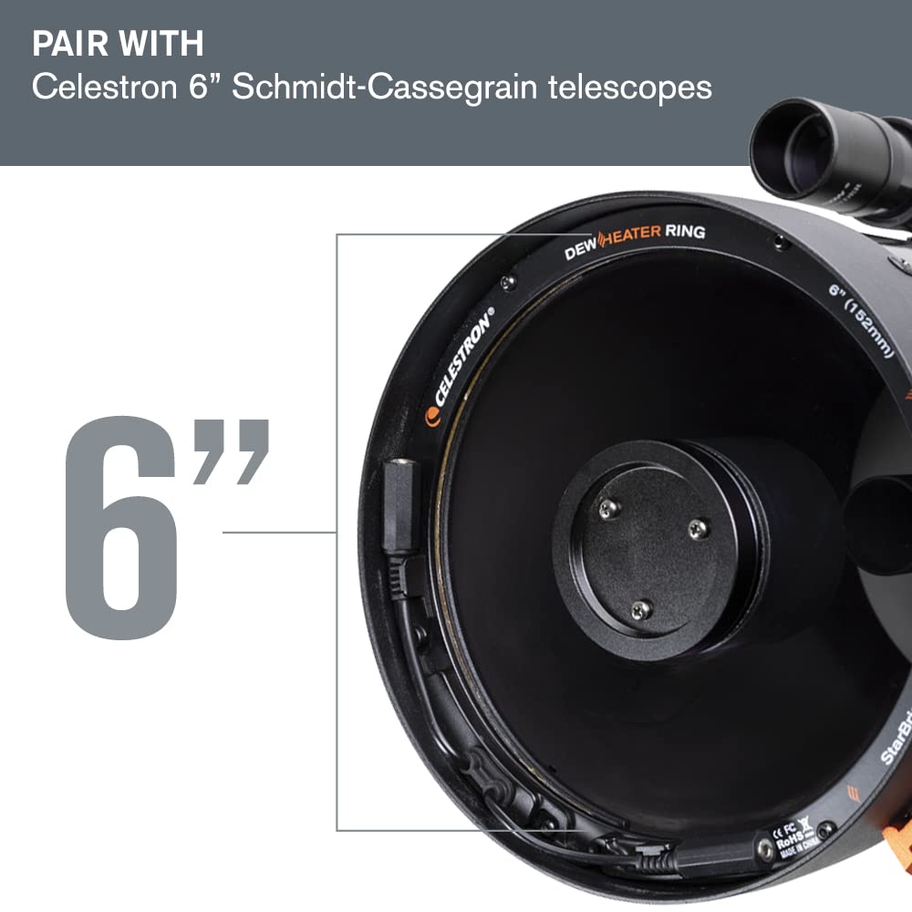Celestron   Dew Heater Ring   Aluminum Dew Prevention   Compatible 6    Schmidt Cassegrain Telescope Black